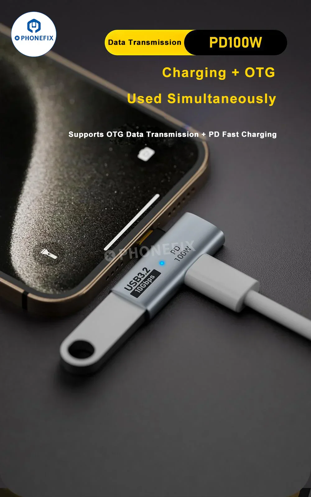PD 100W Fast Charging Type-C OTG Mobile Phone Laptop Adapter - Image 4