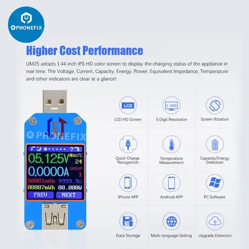 UM34C UM25C UM24C Color LCD Display USB Voltage Tester - Image 13
