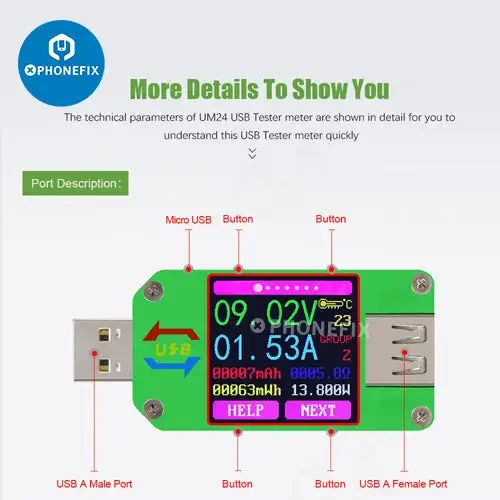 UM34C UM25C UM24C Color LCD Display USB Voltage Tester - Image 21