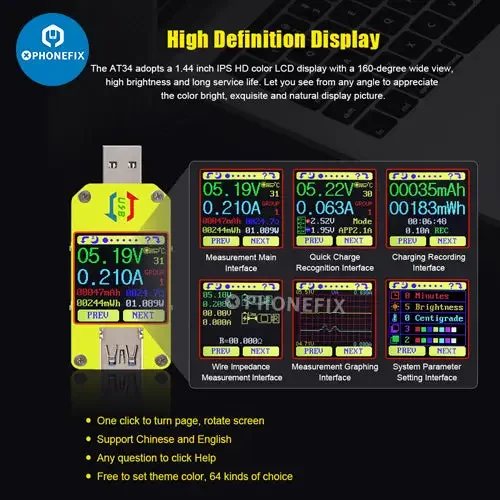UM34C UM25C UM24C Color LCD Display USB Voltage Tester - Image 8