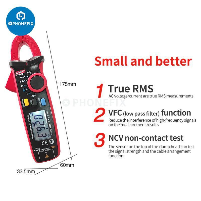 UNI-T UT210E Digital Clamp Meter AC DC Current Voltage Tester - Image 2