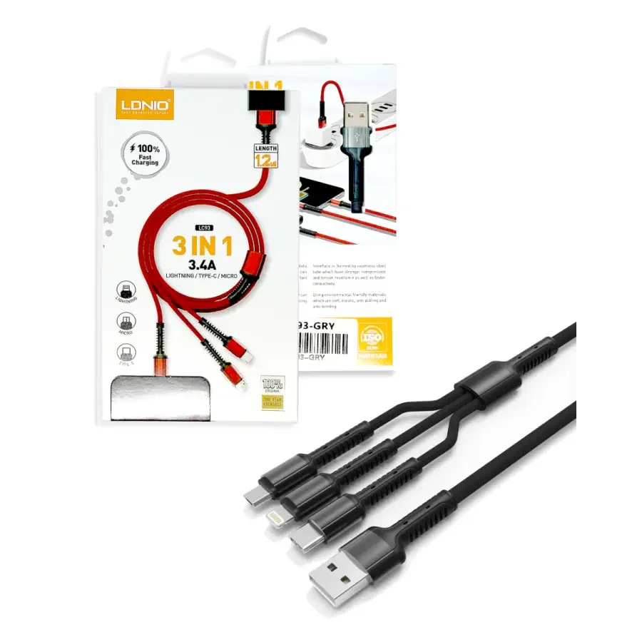 Universal 3in1 USB Charging Cable Type-C Cable For iPhone Android - Image 10