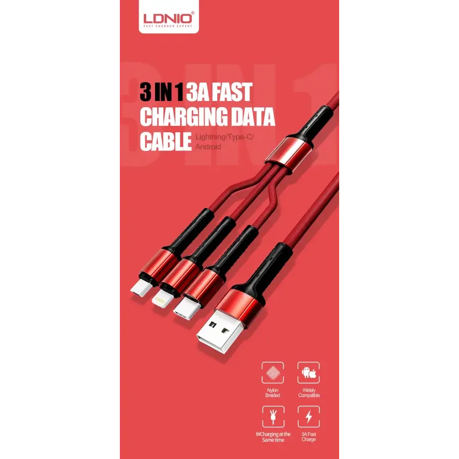 Universal 3in1 USB Charging Cable Type-C Cable For iPhone Android - Image 2