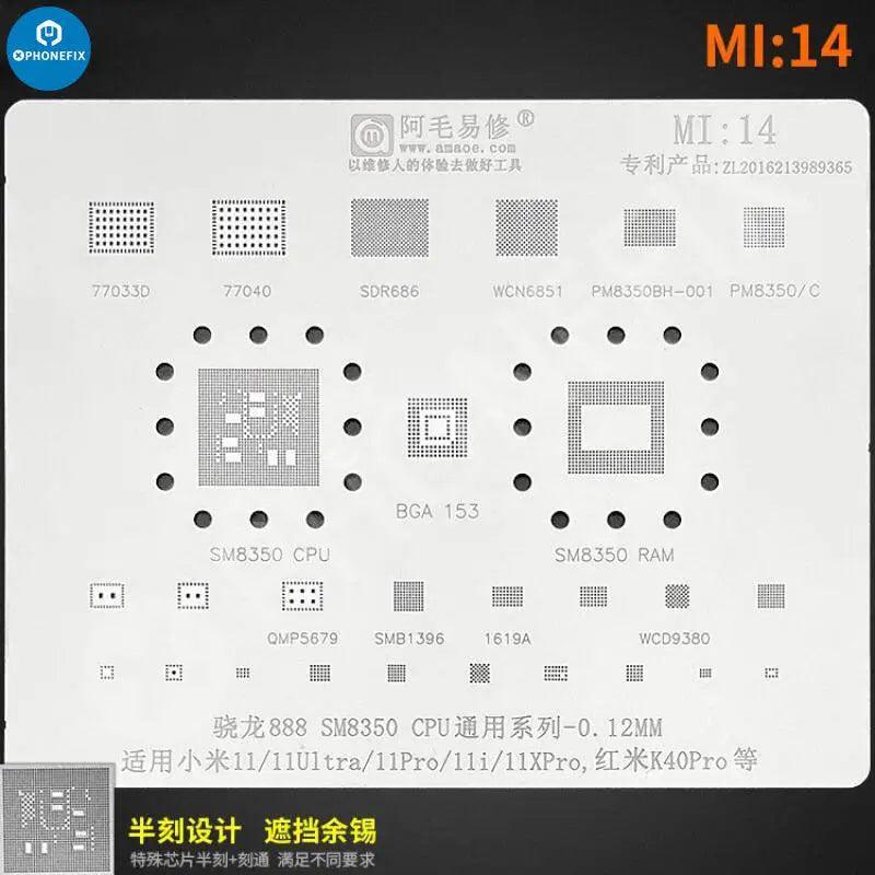Universal Amaoe CPU BGA Reballing Stencil For Xiaomo Redmi Repair - Image 18