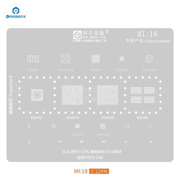 Universal Amaoe CPU BGA Reballing Stencil For Xiaomo Redmi Repair - Image 21