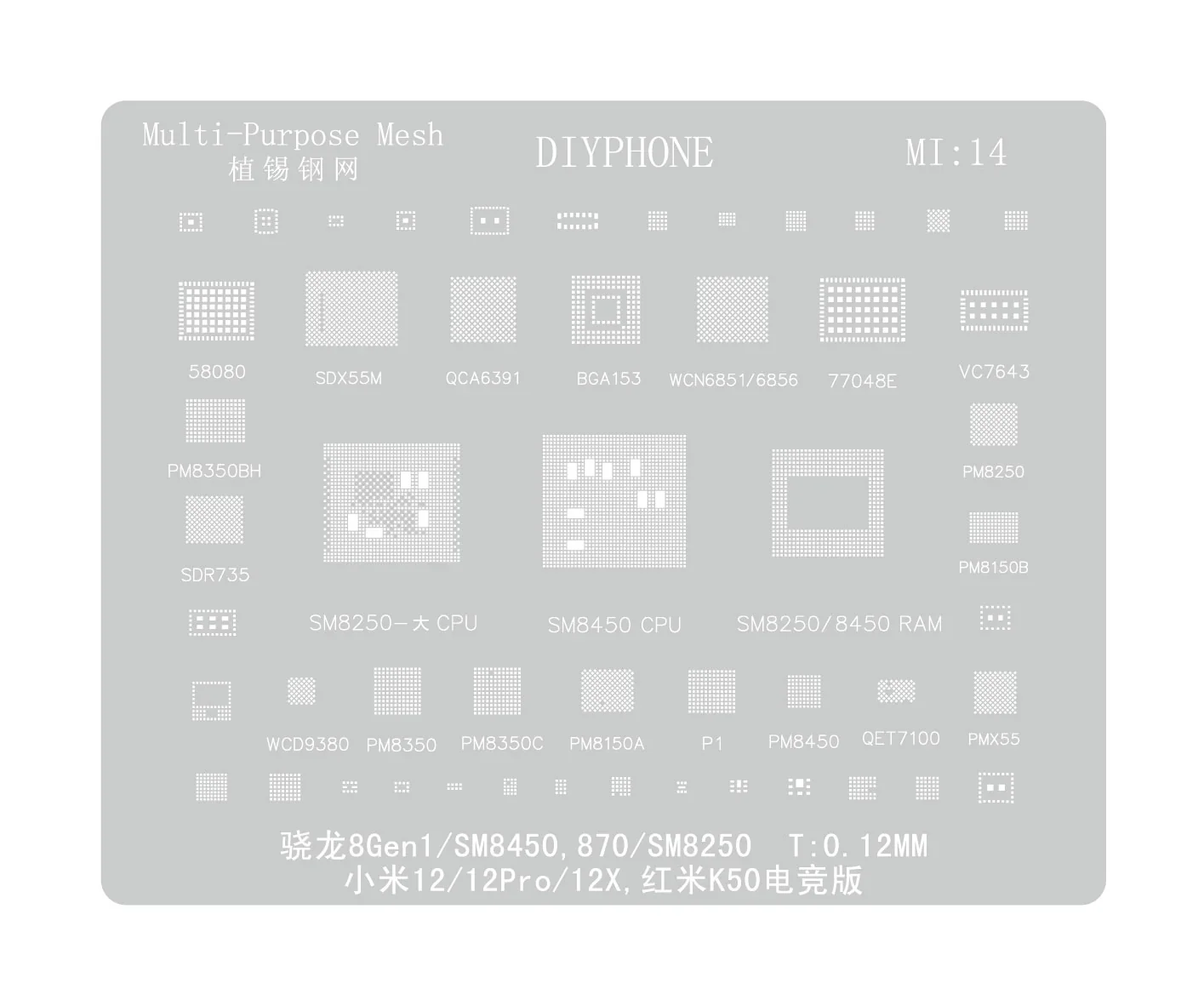 Universal Amaoe CPU BGA Reballing Stencil For Xiaomo Redmi Repair - Image 35
