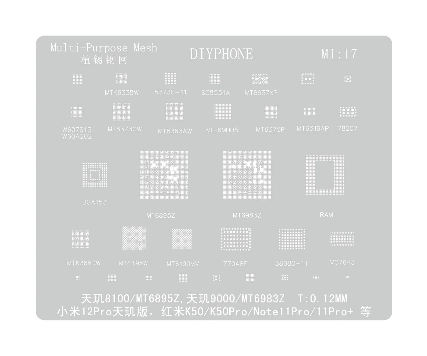 Universal Amaoe CPU BGA Reballing Stencil For Xiaomo Redmi Repair - Image 38