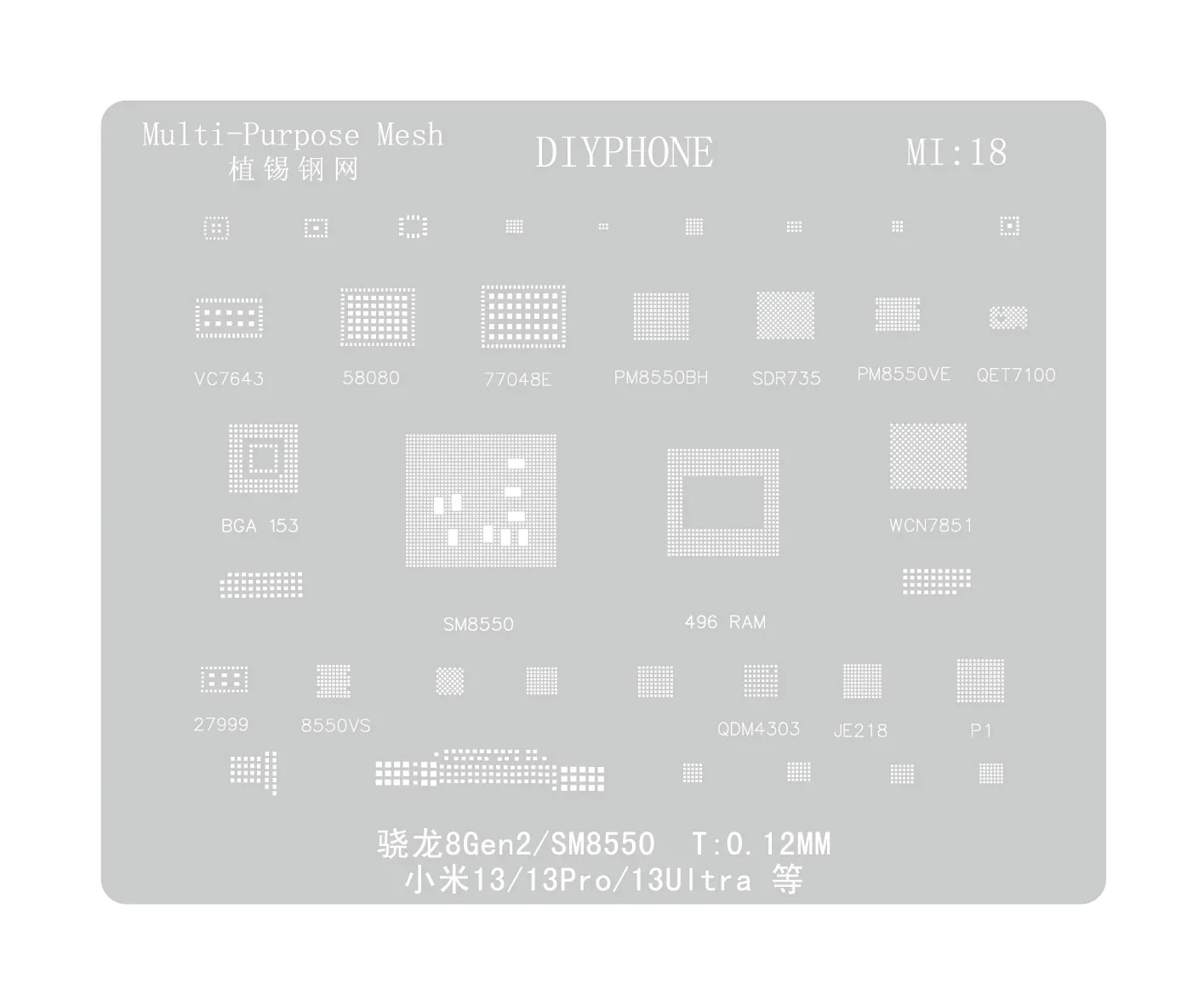 Universal Amaoe CPU BGA Reballing Stencil For Xiaomo Redmi Repair - Image 39