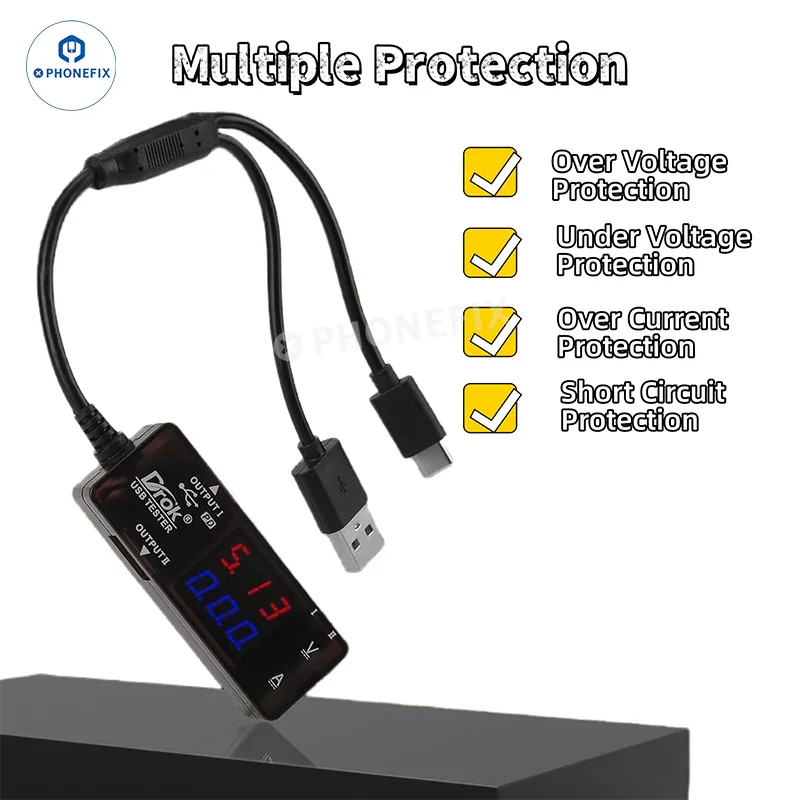 USB-A/USB-C Dual Port Detector Power Meter for Charging Diagnostic - Image 2