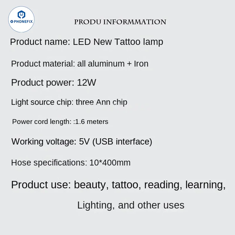 USB Adjustable Tattoo Clip Light Flexible LED Table Reading Lamp - Image 5