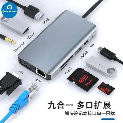 USB C Hub 12-in-1 Type-C Docking Station PD Fast Charge - Image 11