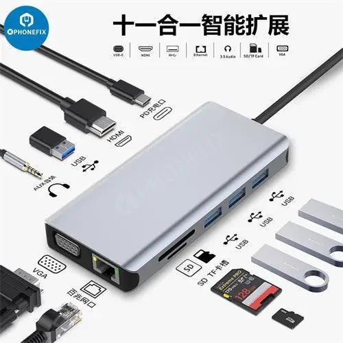 USB C Hub 12-in-1 Type-C Docking Station PD Fast Charge - Image 13