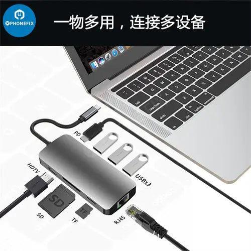 USB C Hub 12-in-1 Type-C Docking Station PD Fast Charge - Image 8