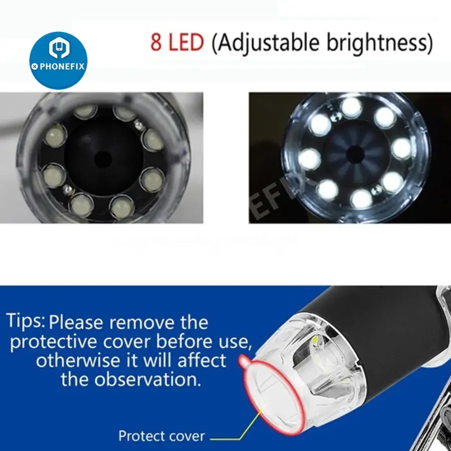 USB Digital Microscope Camera Endoscope 8 LED Magnifier With Stand - Image 6
