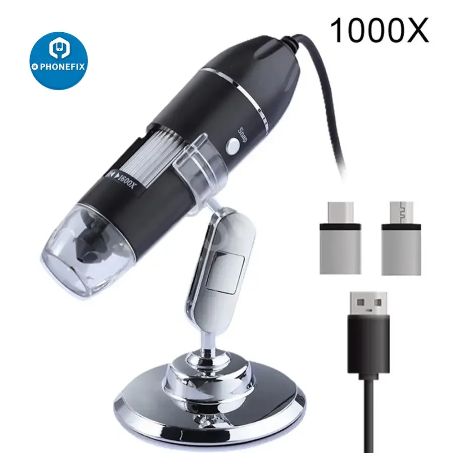 USB Digital Microscope Camera Endoscope 8 LED Magnifier With Stand - Image 7