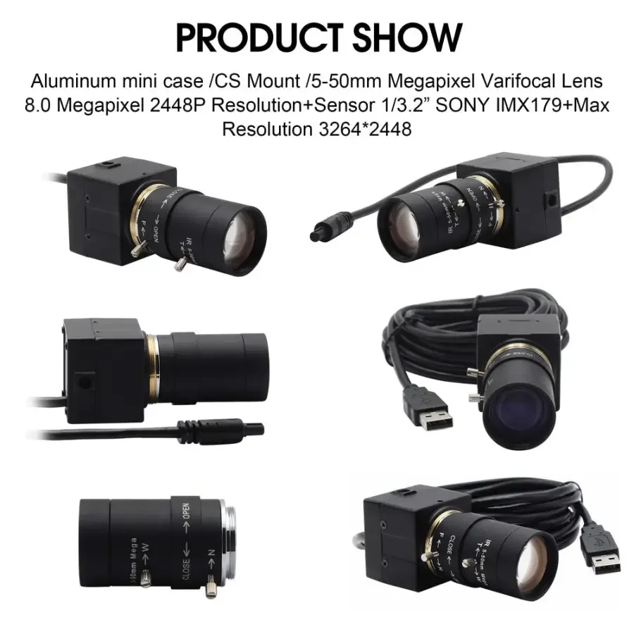 USB Webcam CCTV 5-50mm Varifocal Lens SONY HD 8MP USB Camera - Image 8