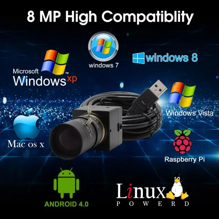 USB Webcam CCTV 5-50mm Varifocal Lens SONY HD 8MP USB Camera - Image 9