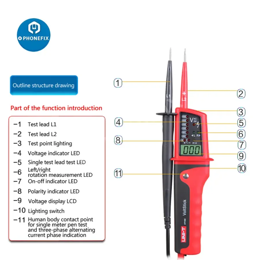 UT15C AC Voltage Tester Digital Multimeter Rotating Electric Pen - Image 6