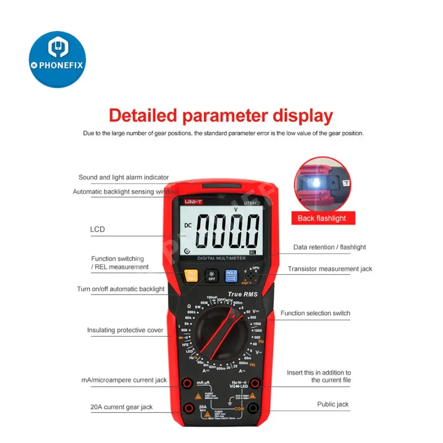 UT89XD LED Multimeter Smart Capacitance Voltage Current Tester - Image 12