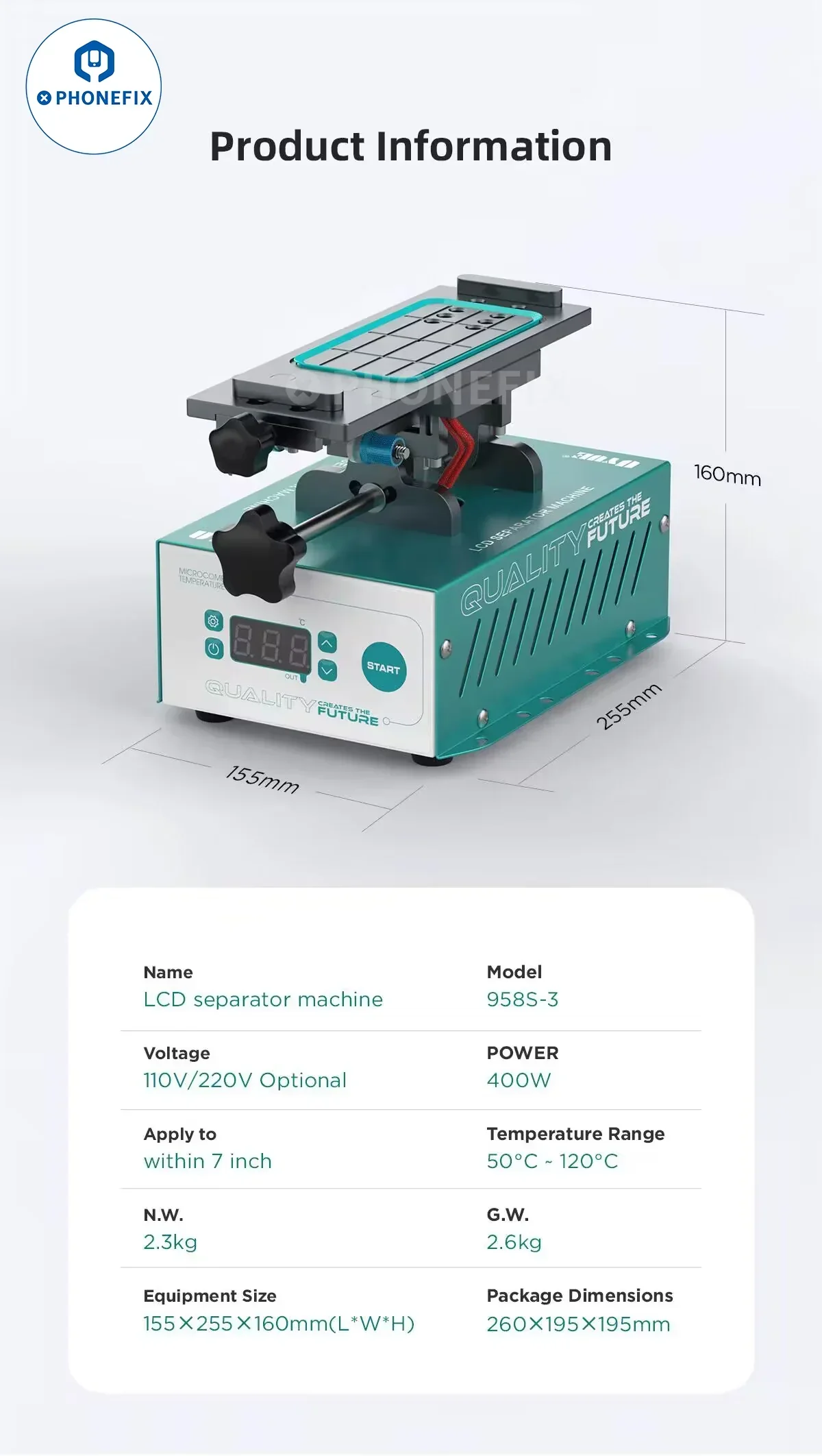 UYUE 958S-3 7 inch Auto Heating LCD Screen Separator Machine - Image 22
