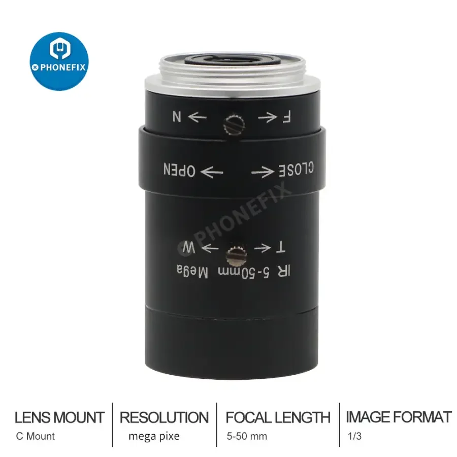 Varifocal 5-50MM F1.6 1/3" CS C-Mount Industrial Camera Lenses - Image 3