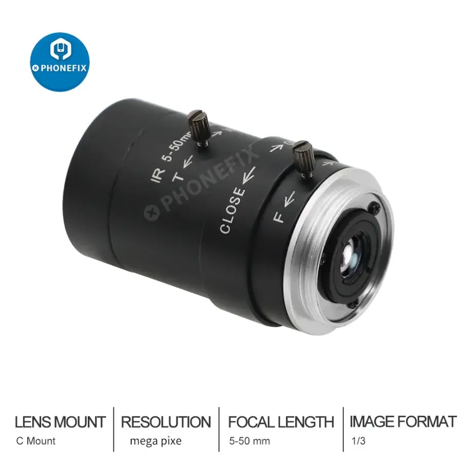 Varifocal 5-50MM F1.6 1/3" CS C-Mount Industrial Camera Lenses - Image 4