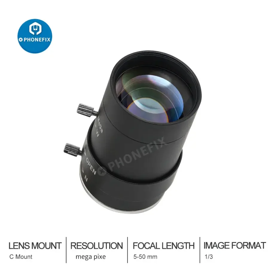 Varifocal 5-50MM F1.6 1/3" CS C-Mount Industrial Camera Lenses - Image 6