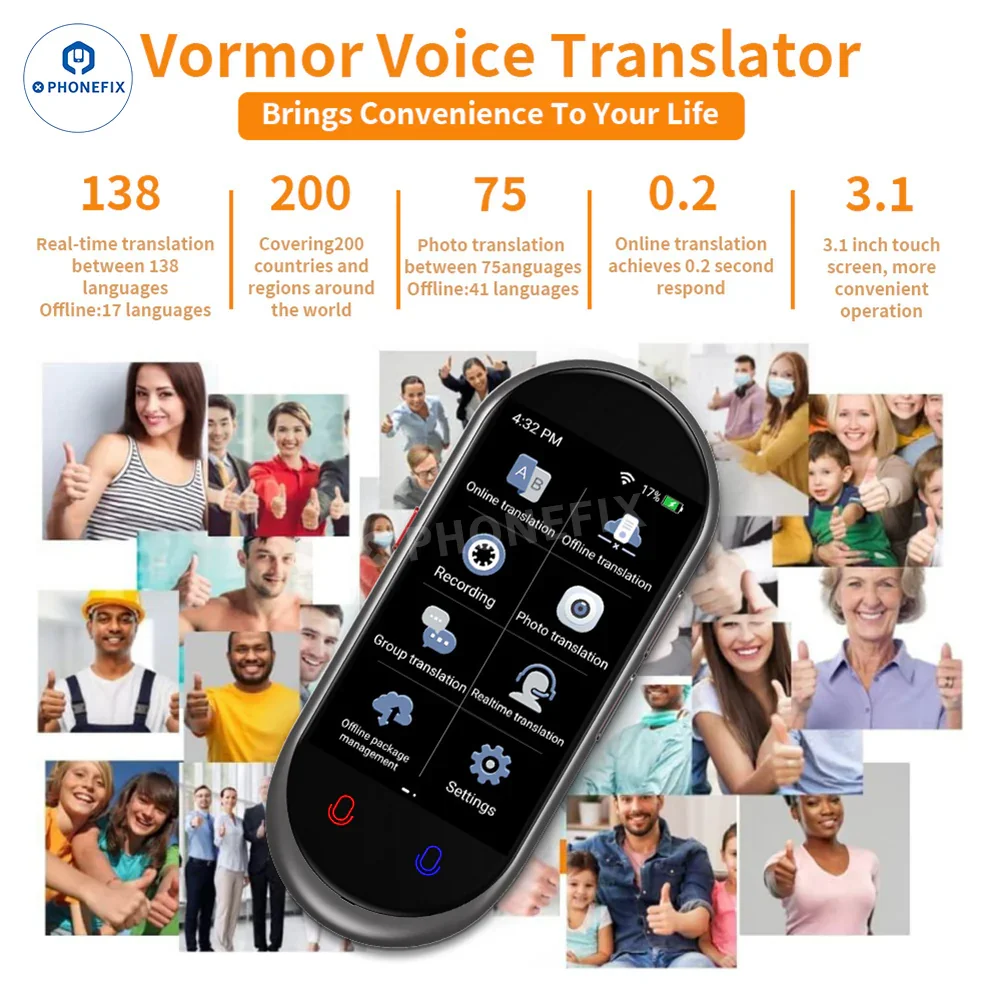 VORMOR Z6 Z8 Portable Translator Smart Offline Real Time Translation - Image 2