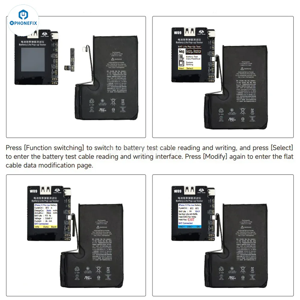 W09 Pro Tester Solved iPhone 11-15 Battery Pop-up Without Tag-on Cable - Image 7
