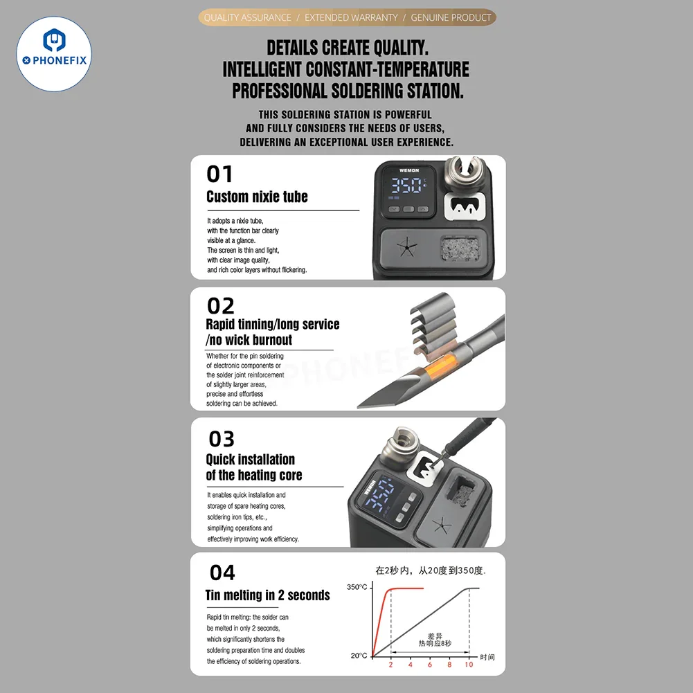 WEMON K21A Soldering Station with C210 Iron Tips for Phone Repair - Image 2
