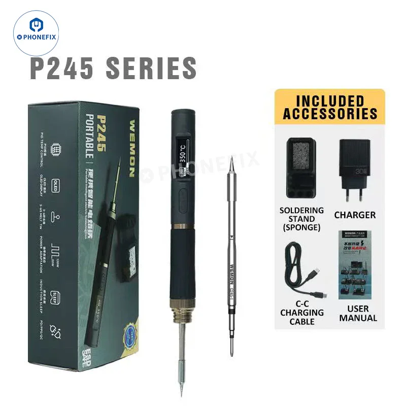 WEMON Portable Soldering Iron supports C115 C210 C245 T12 Tips - Image 4