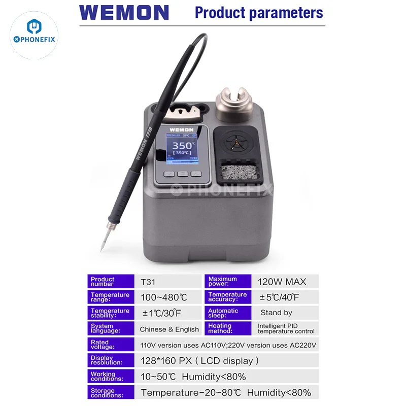 WEMON T31 Soldering Station Compatible C115 C210 C245 Iron Tip - Image 17