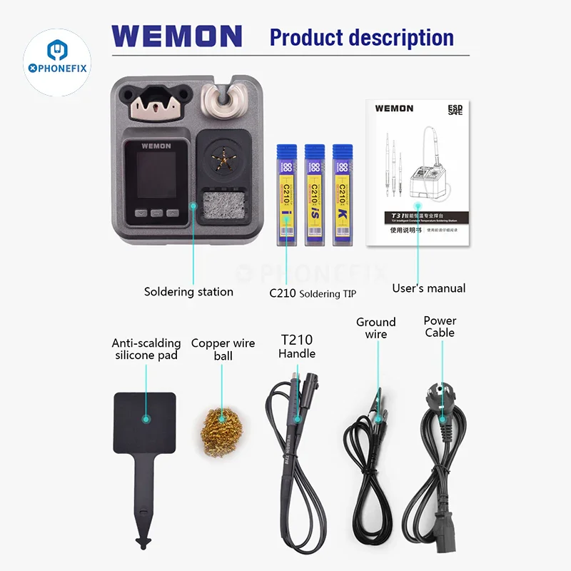 WEMON T31 Soldering Station Compatible C115 C210 C245 Iron Tip - Image 8
