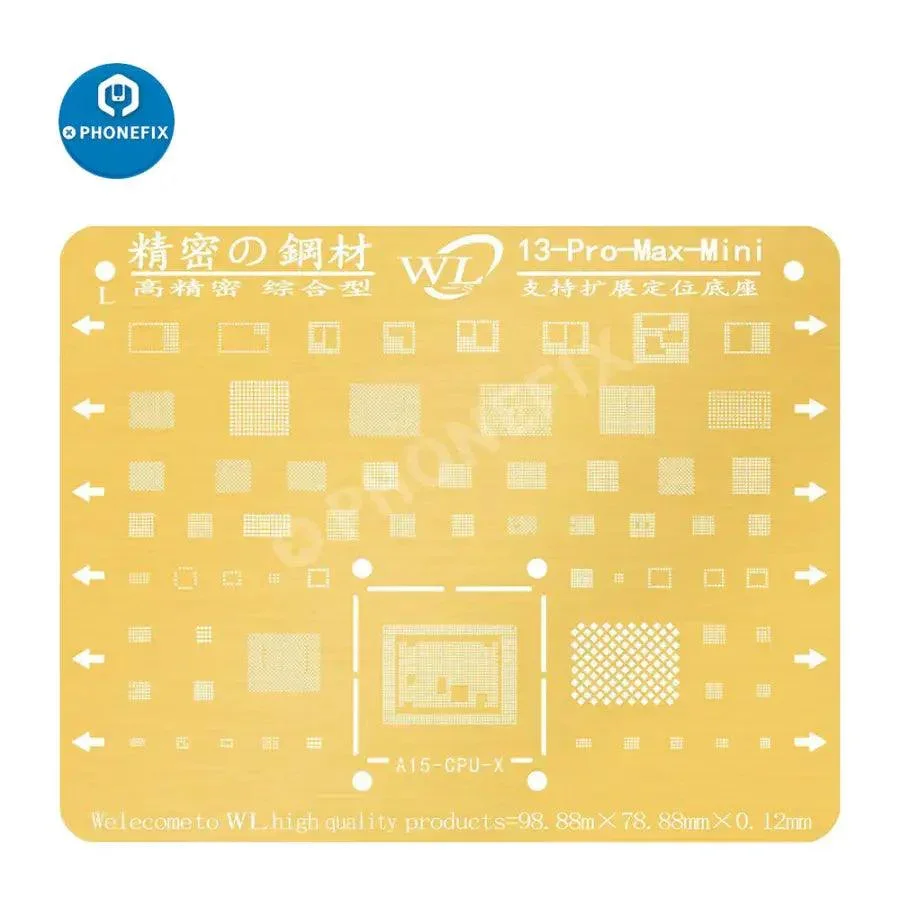 WL Golden BGA Reballing Stencil Net For iPhone 6-13 Pro Max Soldering - Image 14