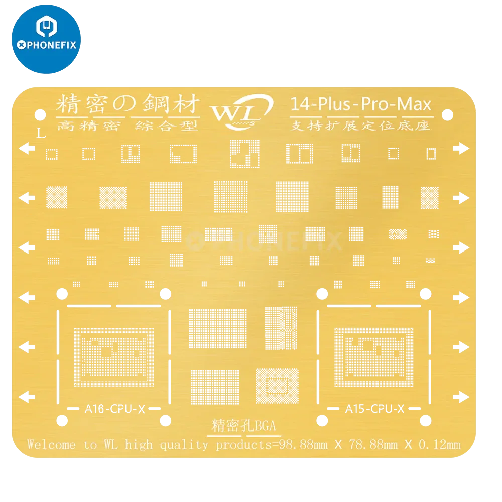 WL Golden BGA Reballing Stencil Net For iPhone 6-13 Pro Max Soldering - Image 15