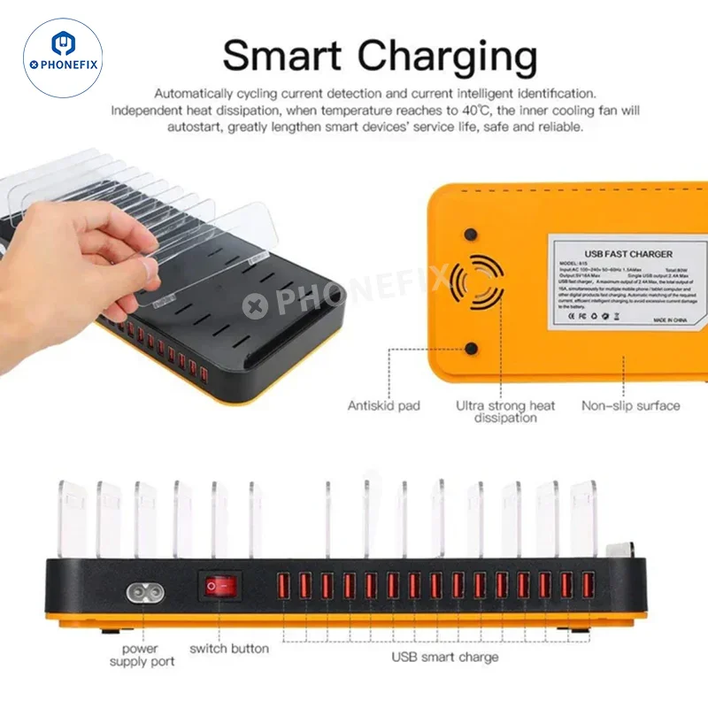WLX 815 815P USB Charging Station with Storage Rack for Phone Tablet - Image 6