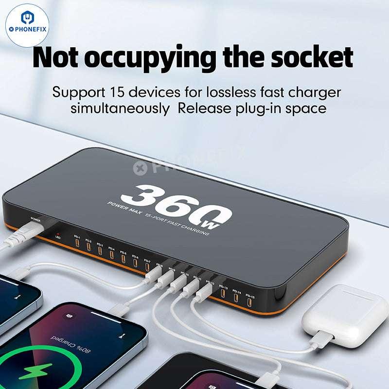 WLX-815C 360W 15 USB-C Ports PD Fast Charging Station - Image 2