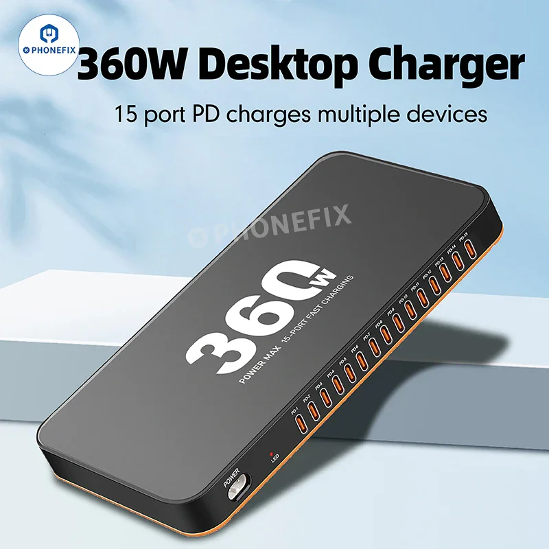 WLX-815C 360W 15 USB-C Ports PD Fast Charging Station - Image 4