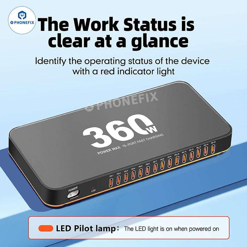 WLX-815C 360W 15 USB-C Ports PD Fast Charging Station - Image 6