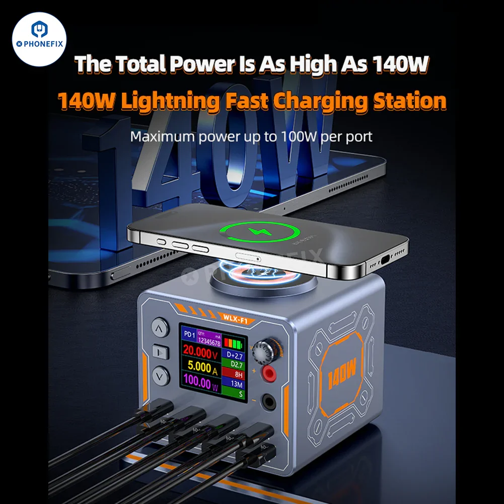 WLX-F1 140W PD QC 8 Ports Fast Charging Station Wireless Charger - Image 2