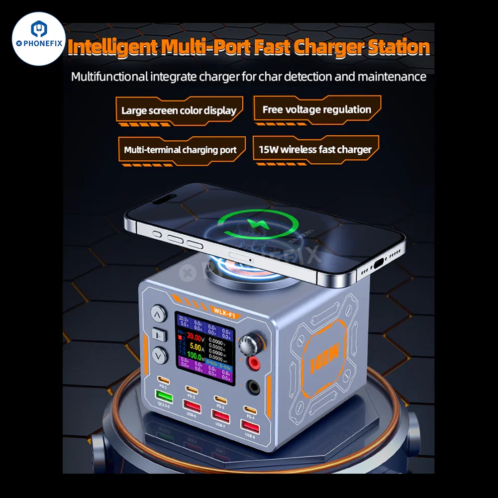 WLX-F1 140W PD QC 8 Ports Fast Charging Station Wireless Charger - Image 5