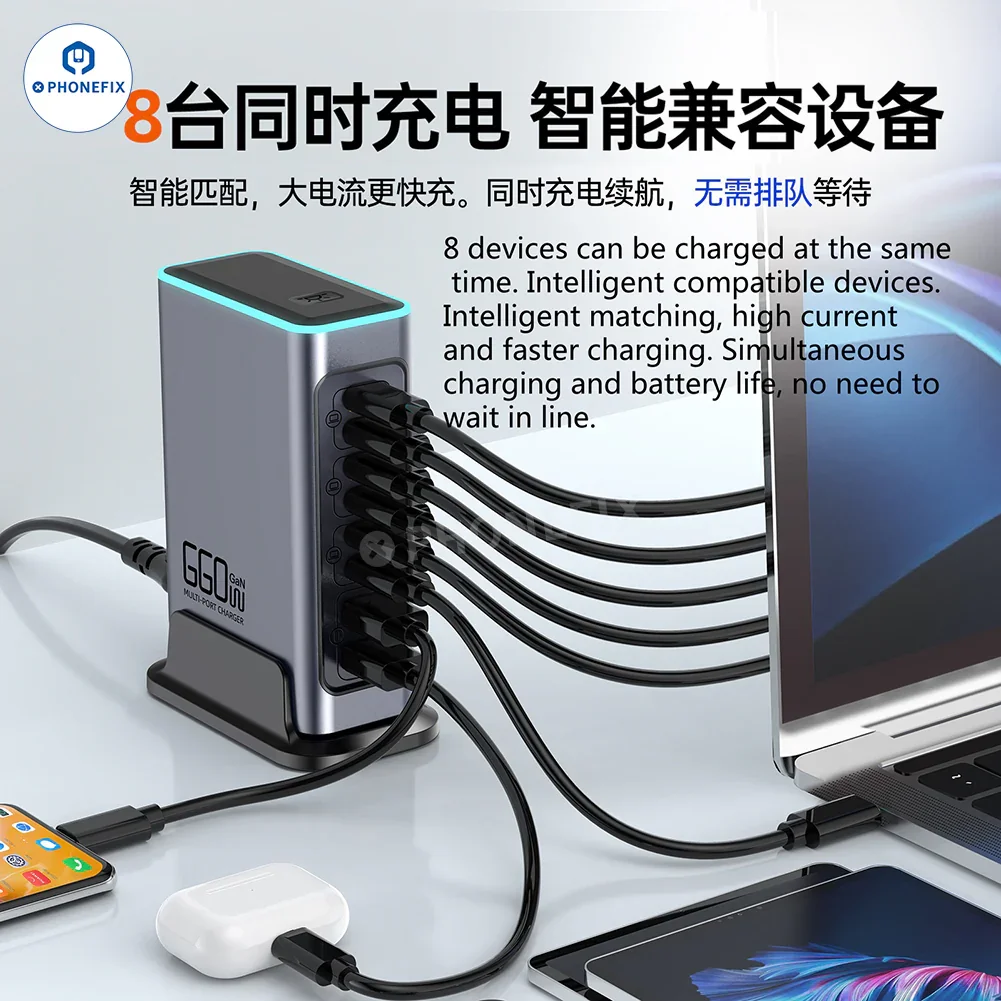 WLX-F8L 660W GaN 8-Port Fast Charger PD/QC3.0 Charging Station - Image 3