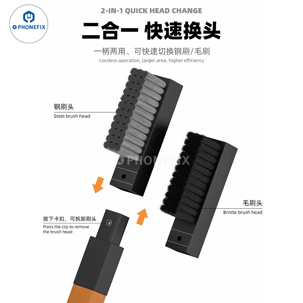 WYLIE 2 IN 1 Aluminum Alloy Steel Brush PCB Chips Cleaning Repair - Image 4