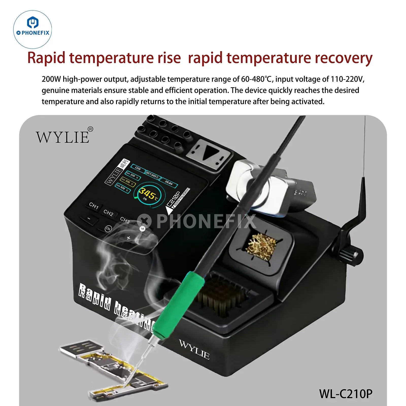 WYLIE C210P 200W Smart Soldering Station for Mobile Phone Repair - Image 3