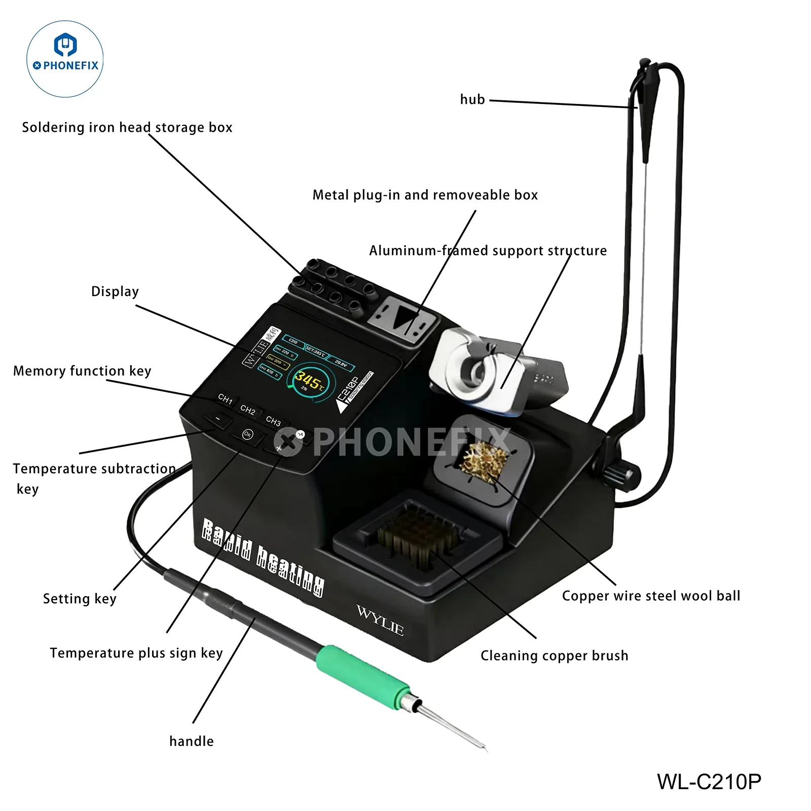 WYLIE C210P 200W Smart Soldering Station for Mobile Phone Repair - Image 4