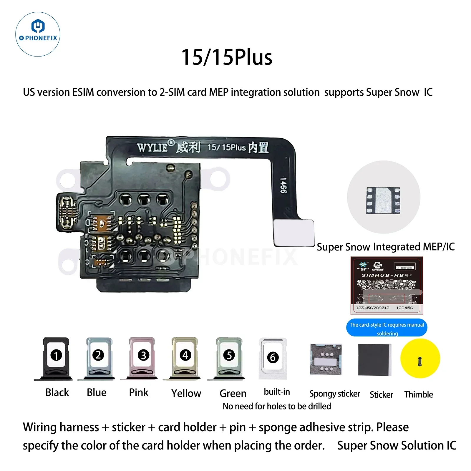 WYLIE iPhone 14-17 eSIM to 2 SIM MEP Kit Supports DB UltraSnow IC - Image 10
