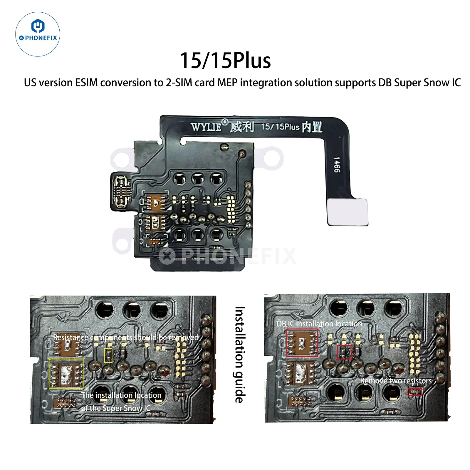 WYLIE iPhone 14-17 eSIM to 2 SIM MEP Kit Supports DB UltraSnow IC - Image 11