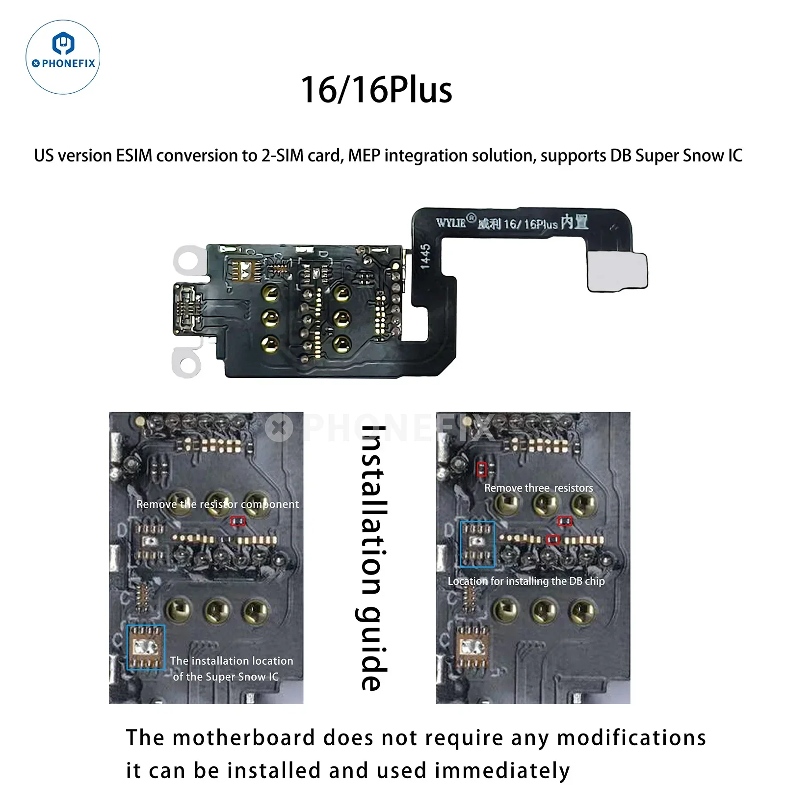 WYLIE iPhone 14-17 eSIM to 2 SIM MEP Kit Supports DB UltraSnow IC - Image 14
