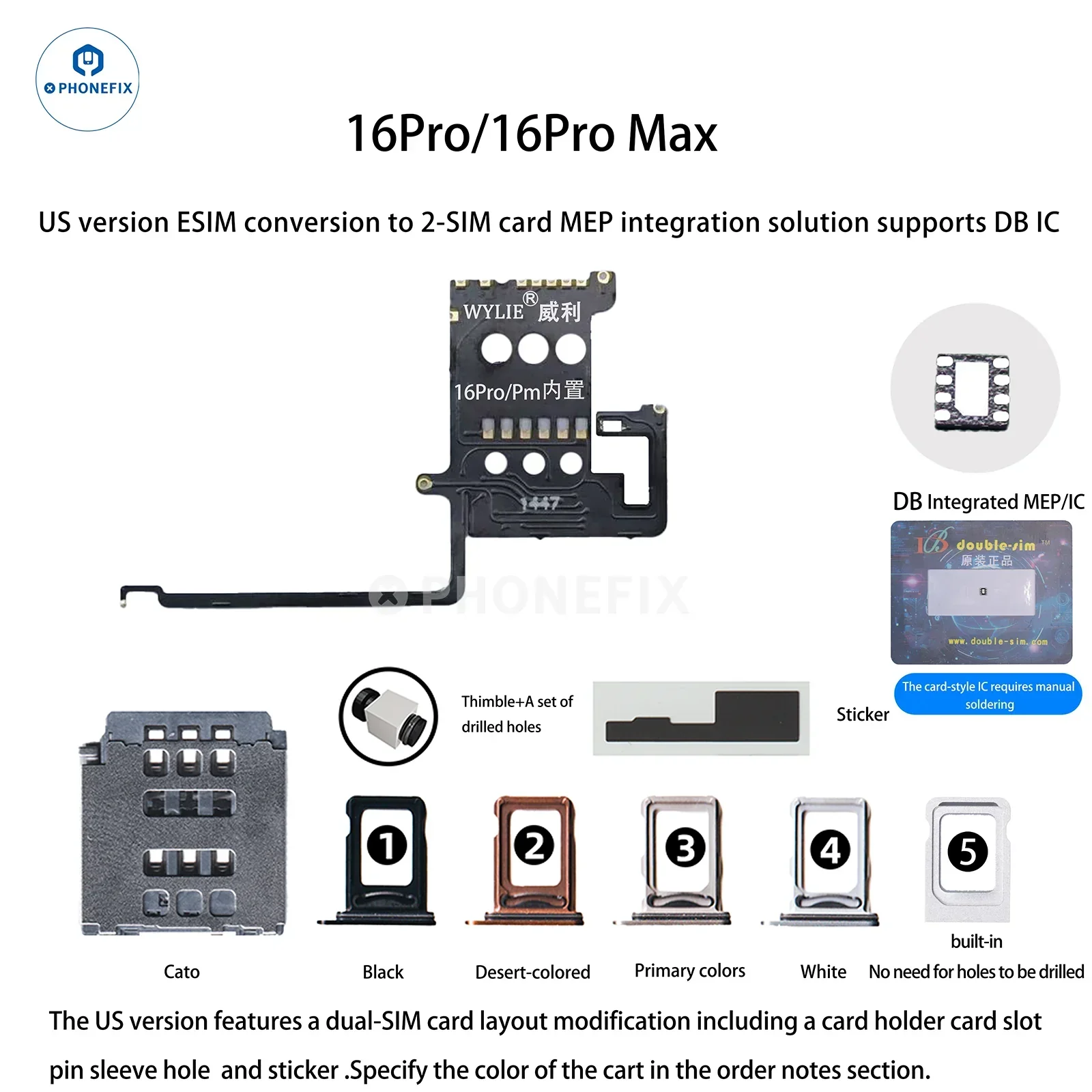 WYLIE iPhone 14-17 eSIM to 2 SIM MEP Kit Supports DB UltraSnow IC - Image 15