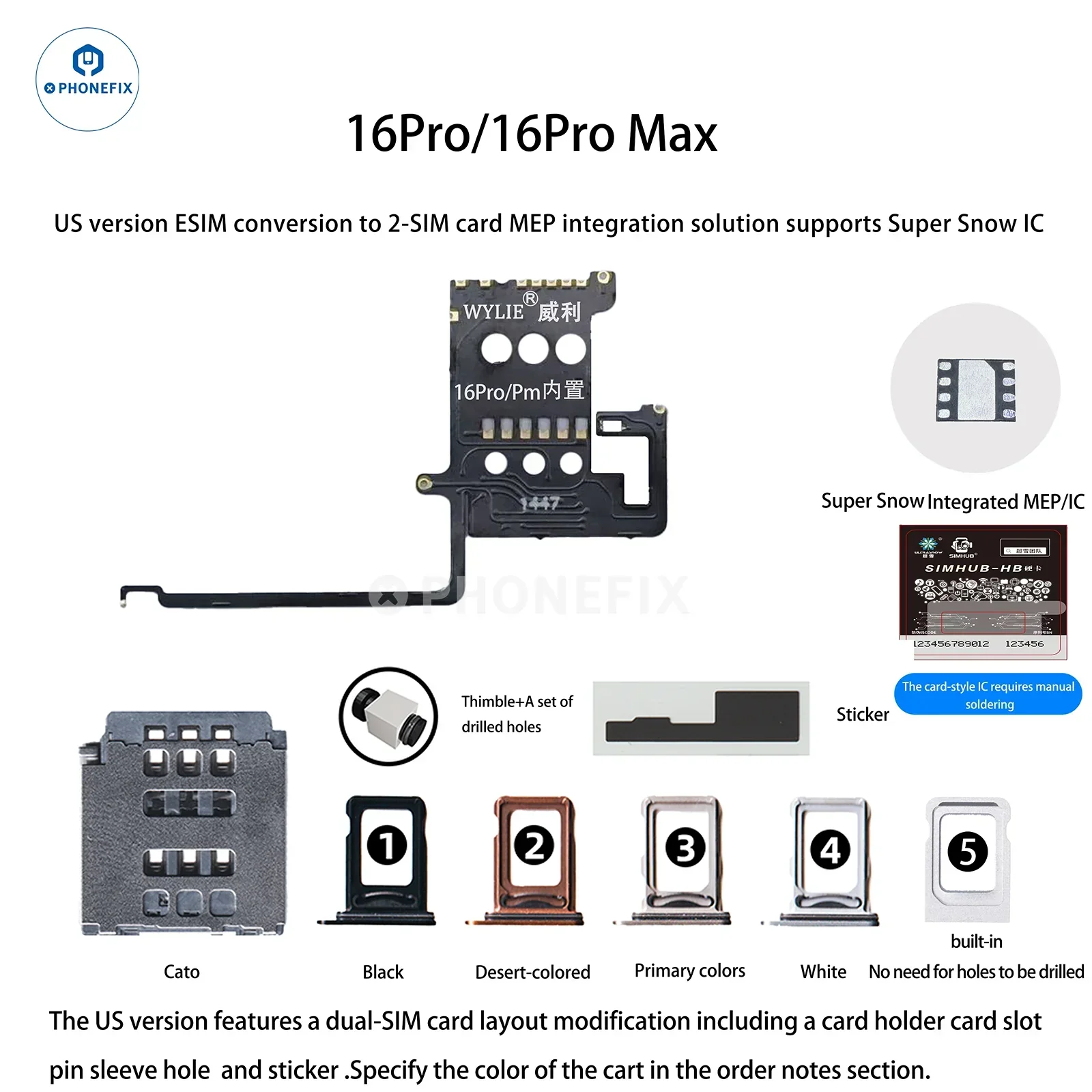 WYLIE iPhone 14-17 eSIM to 2 SIM MEP Kit Supports DB UltraSnow IC - Image 16